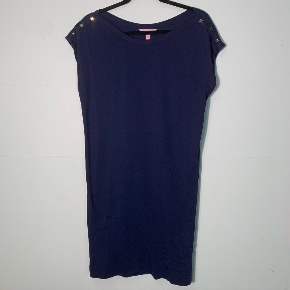 Lilly Pulitzer Robyn Dress Navy size Medium Midi Length Short Sleeves